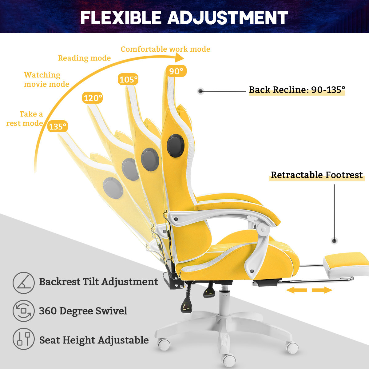 【Furniture】RGB PC & Racing Game Chair With Massage And Bluetooth