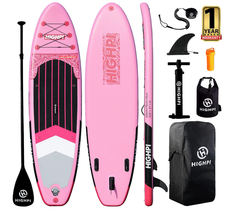 Highpi Inflatable Stand Up Paddle Board 10'6''/11' Premium SUP W Accessories & Backpack, Wide Stance, Surf Control, Non-Slip Deck, Leash, Paddle and Pump, Standing Boat for Youth & Adult