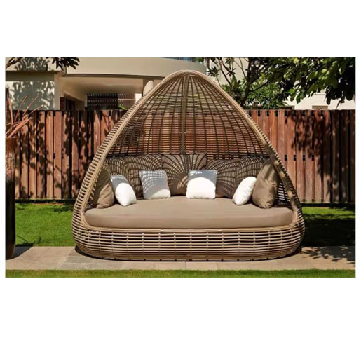 【Home&Garden】【BS】Outdoor leisure bed beach bed rattan bed sofa birdcage garden rattan chair indoor furniture rattan bed round bed recliner