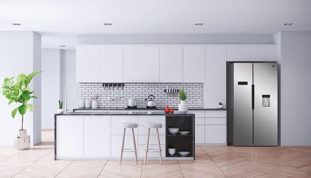 Hoover HHSBSO6174XWDK Freestanding  Fridge Freezer, Total No Frost, 521L Total Capacity, 90.2cm Wide, No Plumbing Water Dispenser, Stainless Steel [Energy Class E]