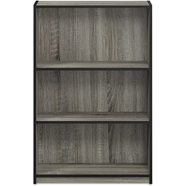 FURINNO JAYA Simple Home 3-Tier Adjustable Shelf Bookcase, White White 3-Tier Bookcase