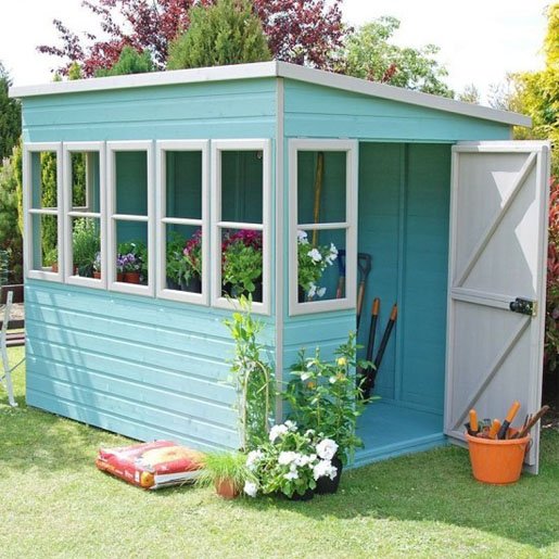 10′ x 10′ Sun Pent Wooden Garden Potting Shed
