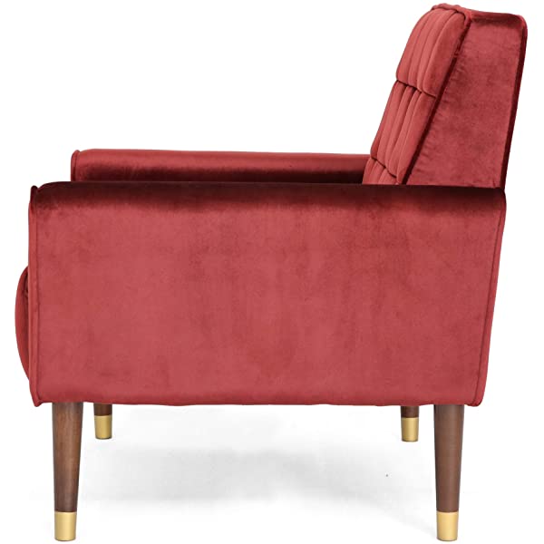 Christopher Knight Home Betsy Velvet Armchair, Modern Glam, Button-Tufted, Waffle Stitching, Raisin