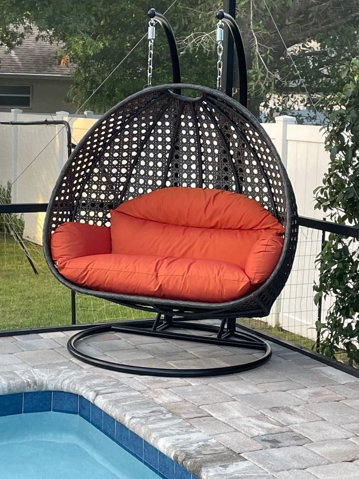 Double Egg Chair and Single Egg Chair with Stand