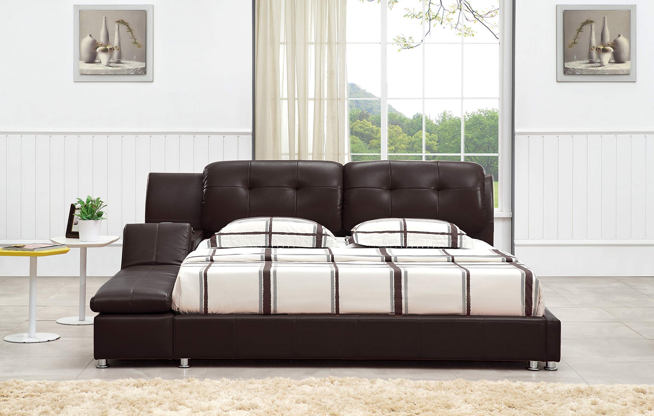 【Furniture】King Size Platform Bed, Luxury Bed Frame, Modern Upholstered Bed, No Box Spring Needed