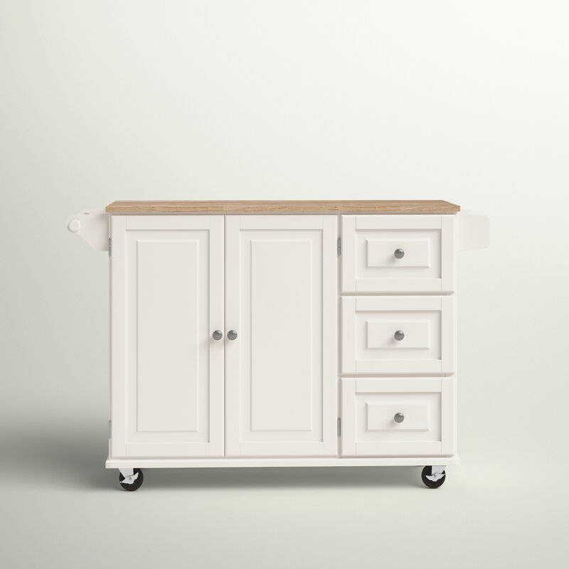 Kuhnhenn 53.5'' Wide Rolling Kitchen Cart with Solid Wood Top