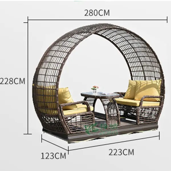 【Home&Garden】Outdoor Swing Rocking Chair Balcony Table & Chair Rattan Chair