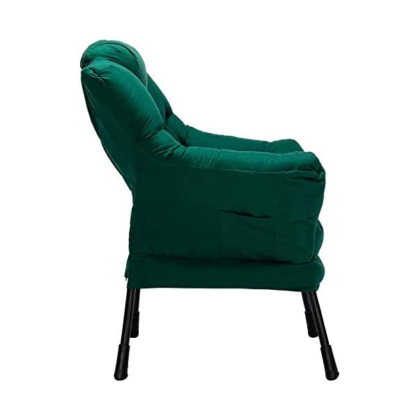 AbocoFur Modern Large Cotton Fabric Lazy Chair，Accent Contemporary Lounge Chair, Single Steel Frame Leisure Sofa Chair with Armrests and A Side Pocket, Beige