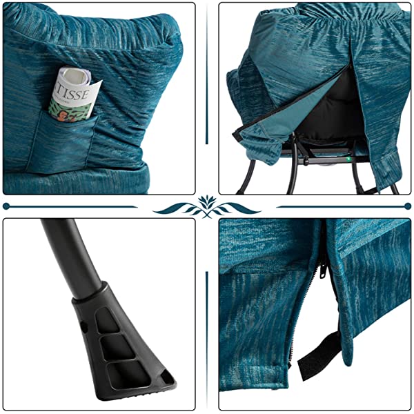 AbocoFur Modern Large Cotton Fabric Lazy Chair，Accent Contemporary Lounge Chair, Single Steel Frame Leisure Sofa Chair with Armrests and A Side Pocket, Beige