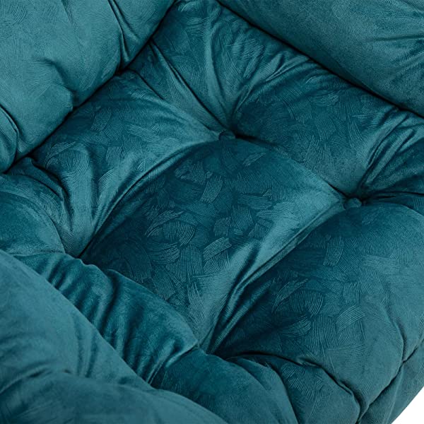 AbocoFur Modern Large Cotton Fabric Lazy Chair，Accent Contemporary Lounge Chair, Single Steel Frame Leisure Sofa Chair with Armrests and A Side Pocket, Beige