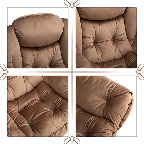 AbocoFur Modern Large Cotton Fabric Lazy Chair，Accent Contemporary Lounge Chair, Single Steel Frame Leisure Sofa Chair with Armrests and A Side Pocket, Beige