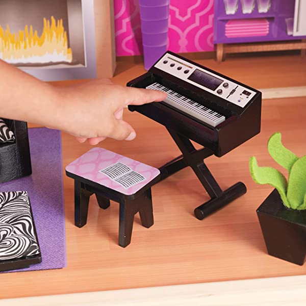 Wooden Modern Dollhouse with Lights & Sounds, Pool and 36 Accessories, Gift for Ages 3+ 49.25