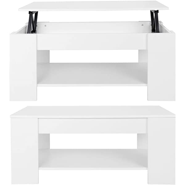 SUPER DEAL Lift Top Coffee Table w/Hidden Compartment and Storage Shelves Pop-Up Storage Cocktail Table for Living Room Reception Room Espresso