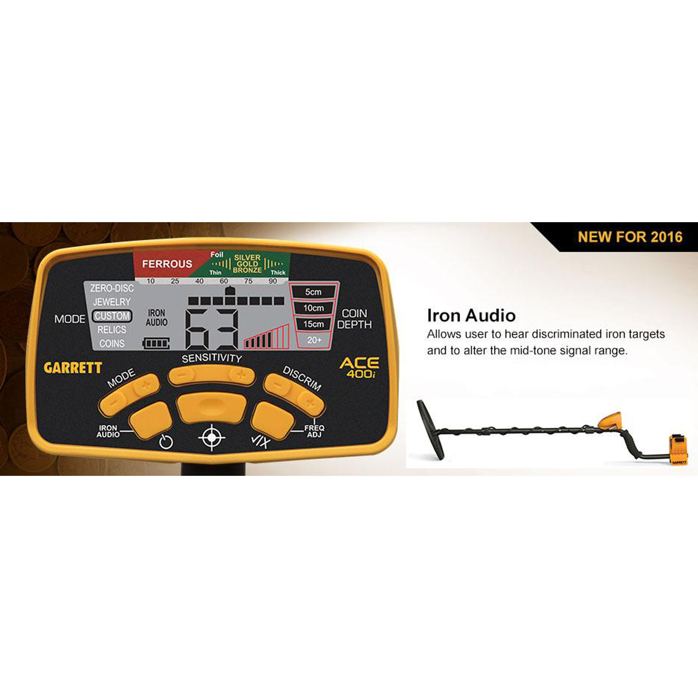Garrett ACE 400i Metal Detector with Stem Stability Adjustable Frequency