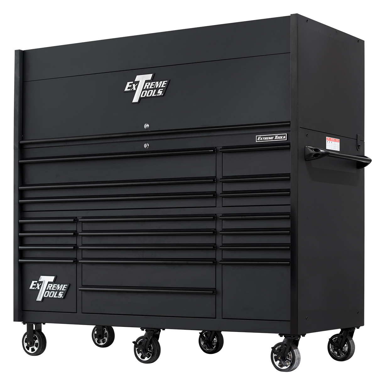used toolboxExtreme Tools 72in. x 30in. 19 Drawers Triple Bank Roller Cabinet and Power Workstation Hutch Combo