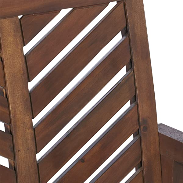 Walker Edison 5 Person Outdoor Wood Chevron Patio Furniture Dining Set Table Chairs Bench All Weather Backyard Conversation Garden Poolside Balcony, 4 Piece, Brown Brown 4 Piece Dining Set