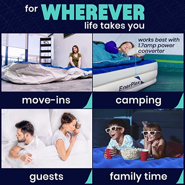 EnerPlex Twin Air Mattress for Camping, Home & Travel - 13 Inch Double Height Inflatable Bed w/ Built-in Dual Pump Twin 13.0 Inches