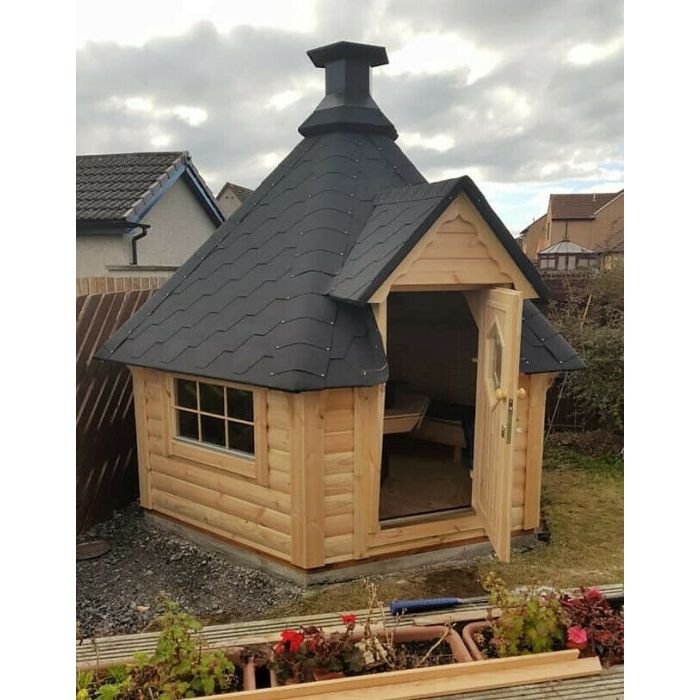 BBQ Grill Hut 6.5 sqm - includes BBQ room with benches and tile roof