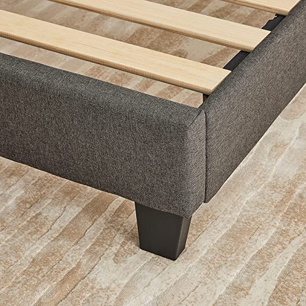 Amerlife Queen Bed Frame Upholstered Platform Bed with Adjustable Headboard - Button Tufted Mattress Foundation with Wooden Slat Support/No Box Spring Needed/Easy Assembly (Beige) Queen Beige