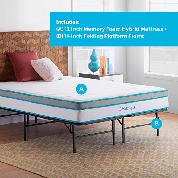 Linenspa 8 Inch Memory Foam and Innerspring Hybrid Medium-Firm Mattress -Full Mattress Full 8 Inch Mattress Only