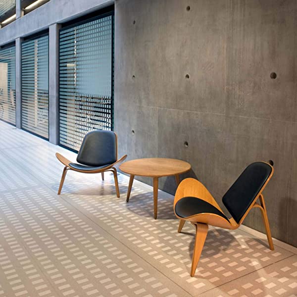 Rimdoc Three-Legged Shell Chair Mid Century Modern Lounge Chair with Black Leather Molded Plywood Accent Chair Reading Side Chair for Bedroom, Study, Office, Living Room (Black Walnut Wood)