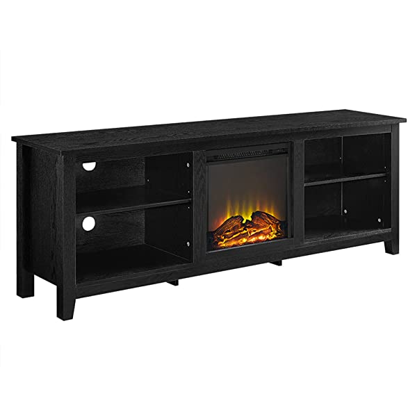Walker Edison Wren Classic 4 Cubby TV Stand for TVs up to 65 Inches, 58 Inch, Black Black 58 InchTV Stand