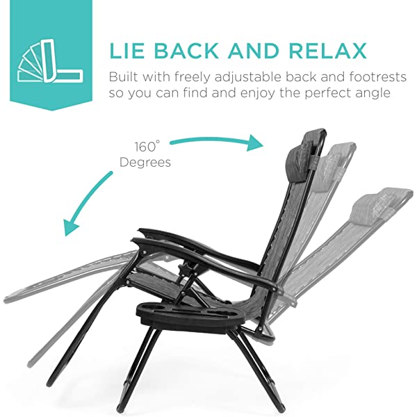 Best Choice Products Set of 2 Adjustable Steel Mesh Zero Gravity Lounge Chair Recliners w/Pillows and Cup Holder Trays - Burgundy