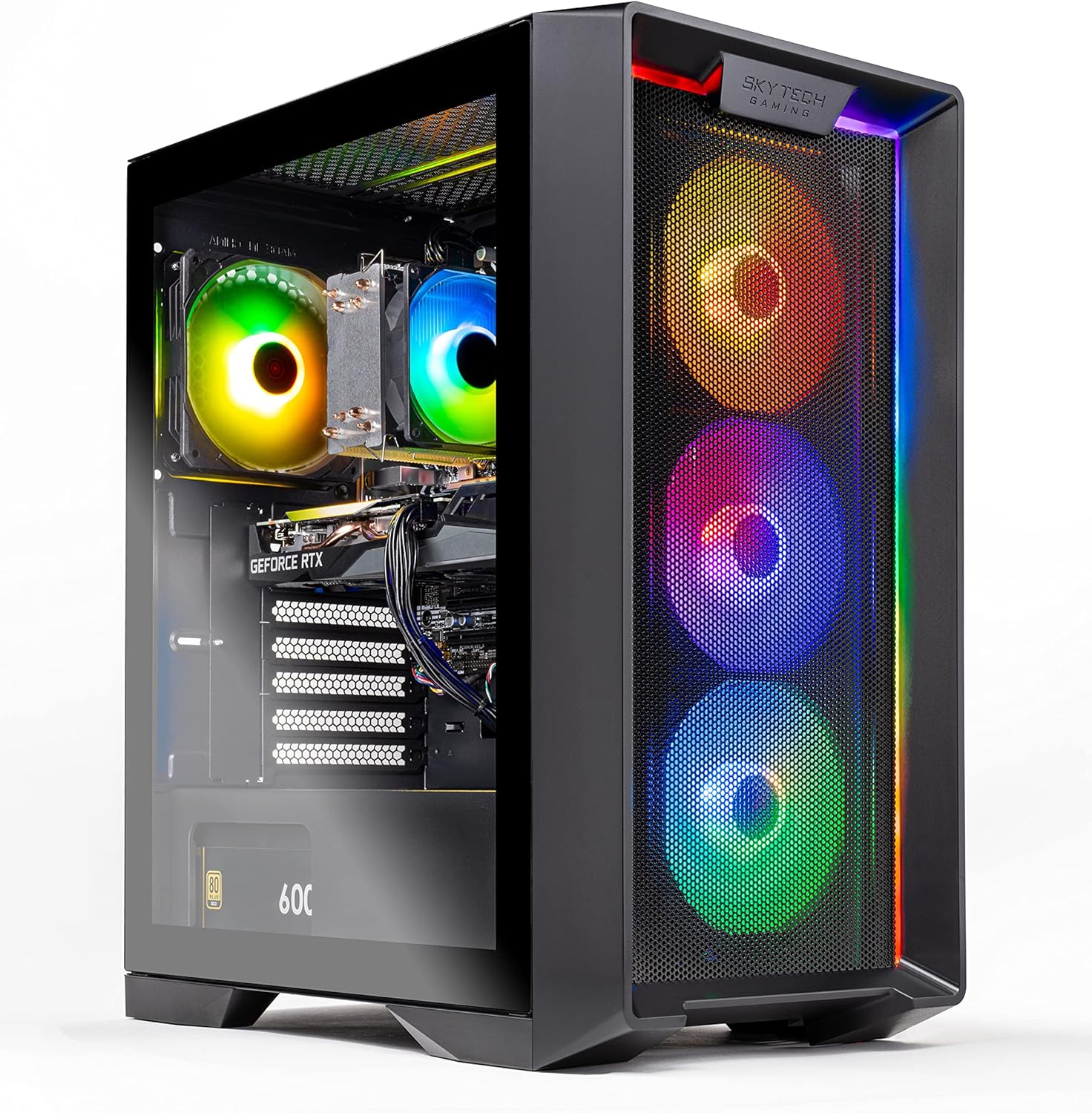 Skytech Archangel Gaming Computer PC Desktop – Ryzen 5 3600 3.6GHz, GTX 1660 Super 6G, 500GB SSD, 16GB DDR4 3200MHz, RGB Fans, Windows 11 Home 64-bit, 802.11AC Wi-Fi