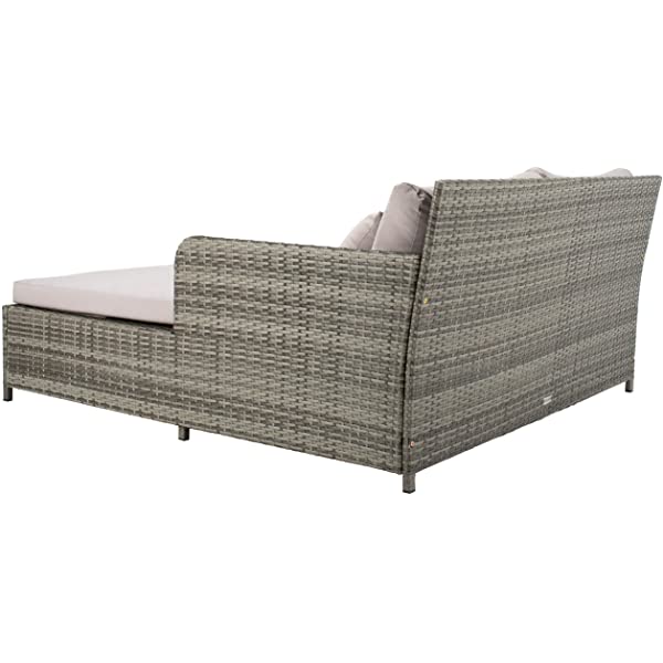 Safavieh Outdoor Collection Cadeo Brown Cushion Daybed PAT7500C, Grey/White