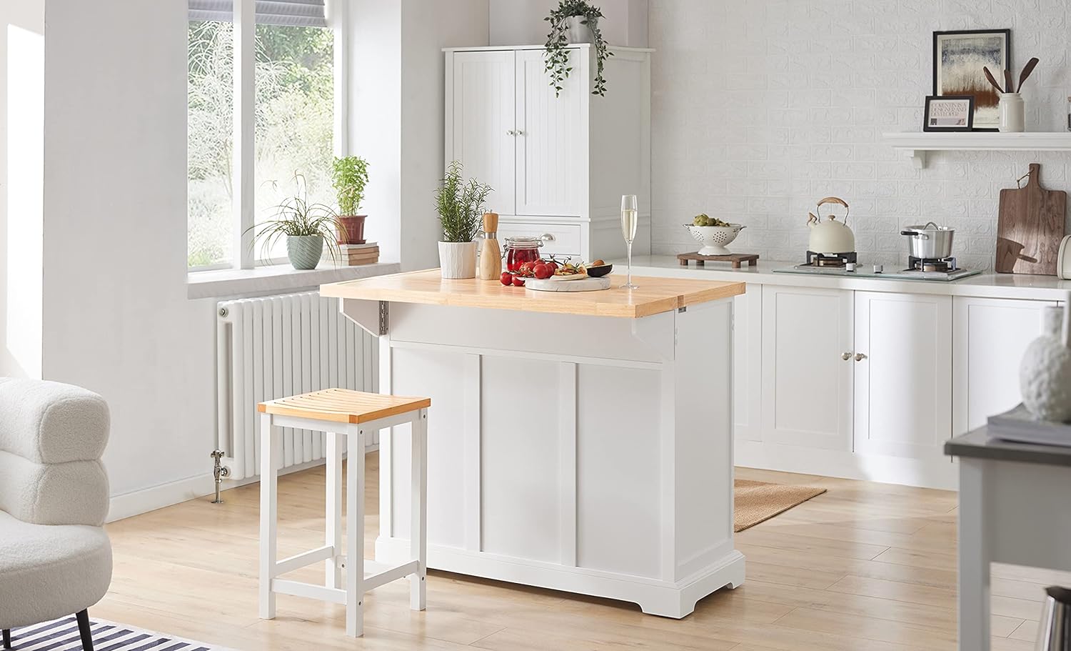 SoBuy FKW71-WN, Extendable Kitchen Storage Trolley Kitchen Cabinet Cupboard Sideboard Kitchen Island