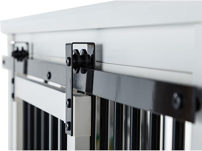 New Age Pet ECOFLEX Homestead Sliding Barn Door Furniture Style Dog Crate - Antique White, Extra