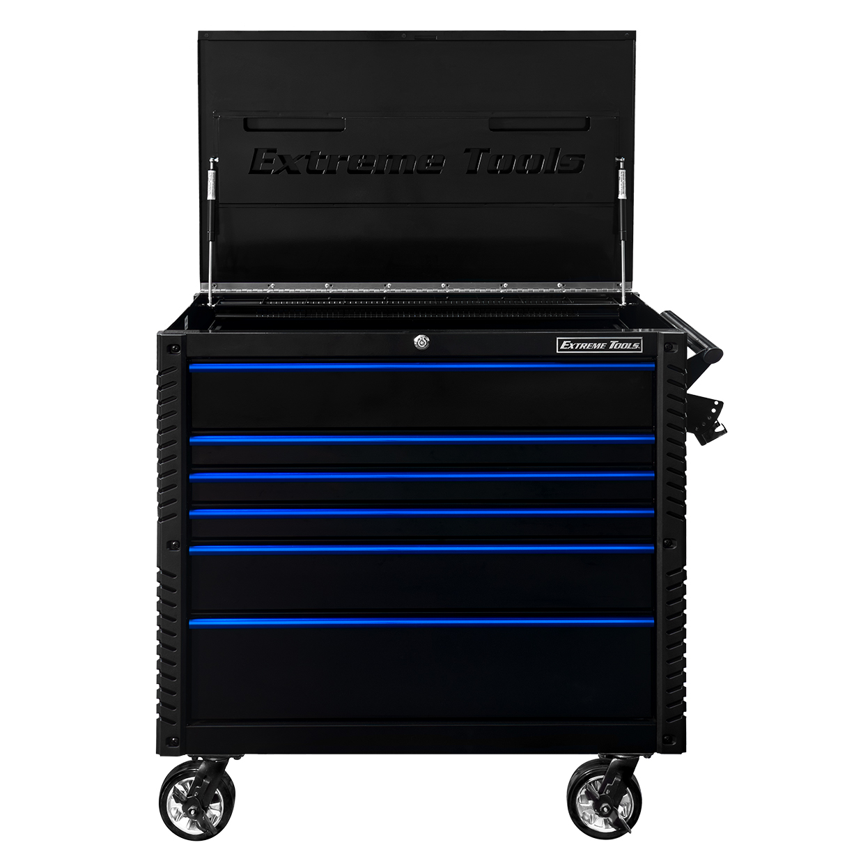 used toolboxExtreme Tools 41 6-Drawer Deluxe Tool Cart with Pry Bar Holders And Flip Top