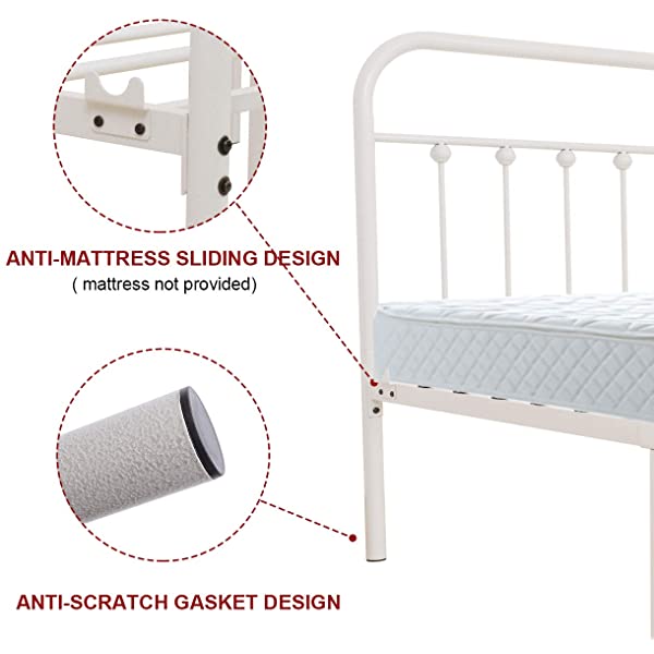 Black Metal Bed Frame Full Size with Headboard and Footboard Single Platform Mattress Base,Metal Tube and Iron-Art Bed（Full,Black） Full Black