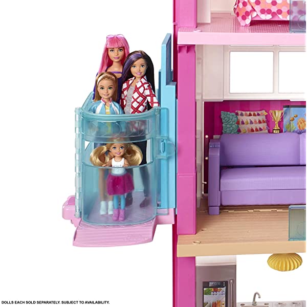 Barbie Dreamhouse Dollhouse with Wheelchair Accessible Elevator, Pool, Slide and 70 Accessories Including Furniture and Household Items, Gift for 3 to 7 Year Olds