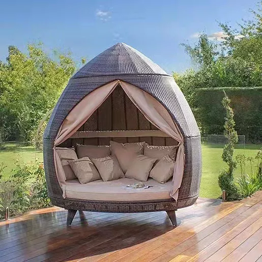 Vacation beach bed rattan bed terrace sun bed outdoor leisure birdcage sofa outdoor courtyard sun lounger