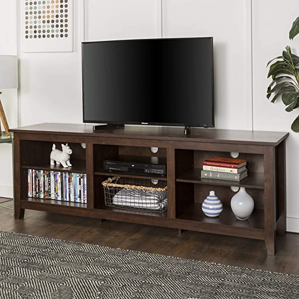 Walker Edison Wren Classic 4 Cubby TV Stand for TVs up to 65 Inches, 58 Inch, Black Black 58 InchTV Stand
