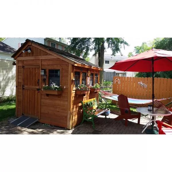 SUNSHED 8 FT. W X 8 FT. SOLID WOOD STORAGE SHED