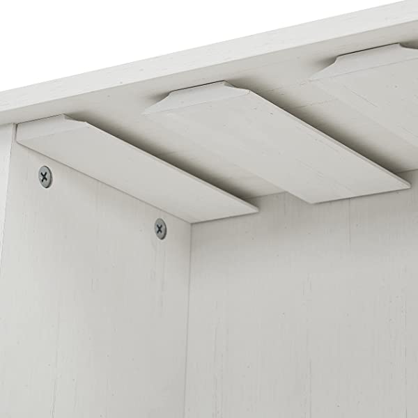 Bar Cabinet with Wine Rack and Glass Doors (Grey wash- Solid)