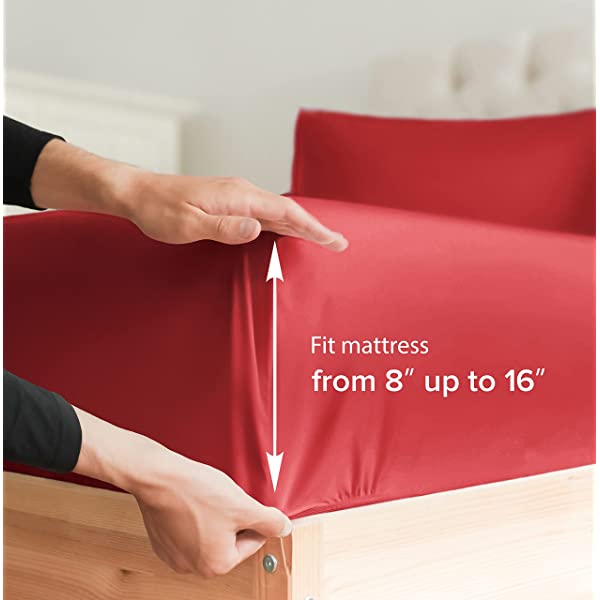 Queen Fitted Sheet - Single Fitted Deep Pocket Sheet - Fits Mattress Perfectly - Soft Wrinkle Free Sheet - 1 Fitted Sheet Only – Light Pink Queen Light Pink