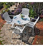 Lazy Susan Mia 4 Seater Round Table, Weather-resistant, Maintenance Free, Cast Aluminium, White F...