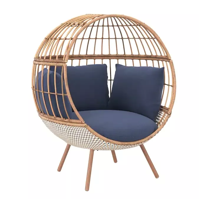 BRUMFIELD WOVEN TEAK METAL FRAME EGG CHAIR
