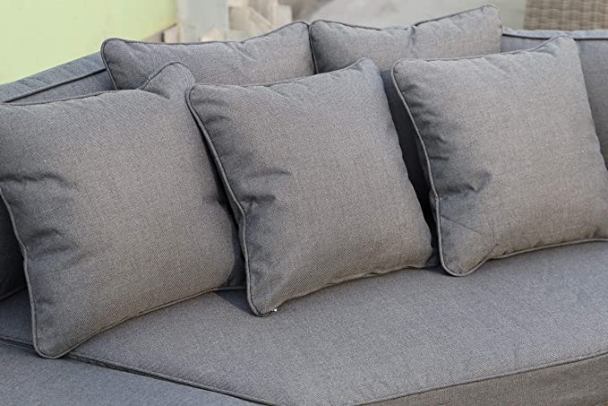 Palermo Grey Rattan Half Round Weave Curved Corner Sofa Set