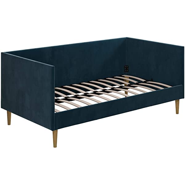 DHP Franklin Mid Century Upholstered Daybed, Sofa Bed, Twin Size Frame, Tan Linen Linen Twin Tan