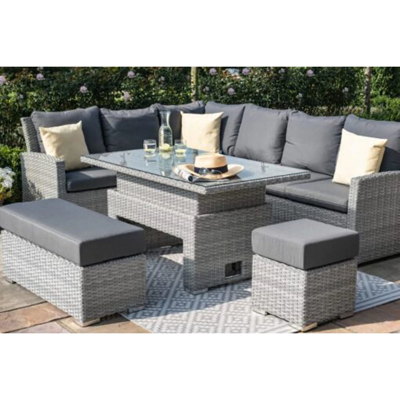 Moto Ascot Rectangular Corner Dining Set with Rising Table