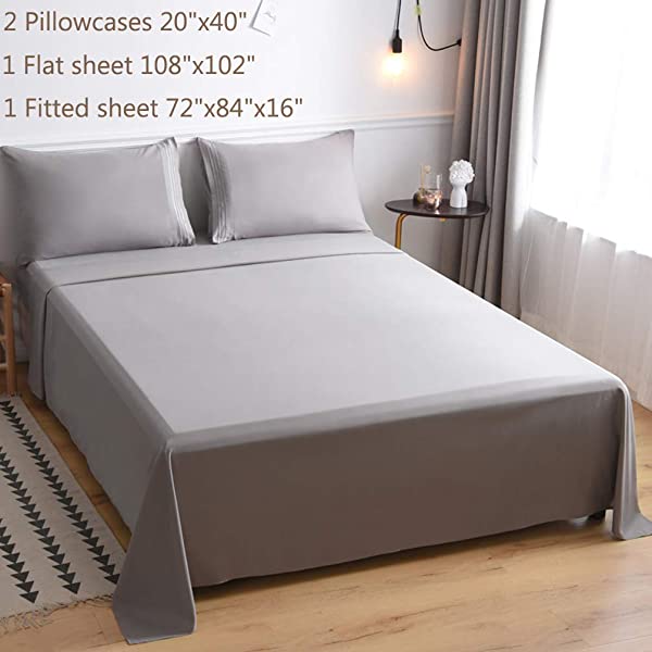 LBRO2M Bed Sheet Set Queen Size 16 Inches Deep Pocket 1800 Thread Count 100% Microfiber Sheet,Bedding Super Soft Comfortable, Cool Warm,4 Piece（Dark Grey） Dark Grey Queen