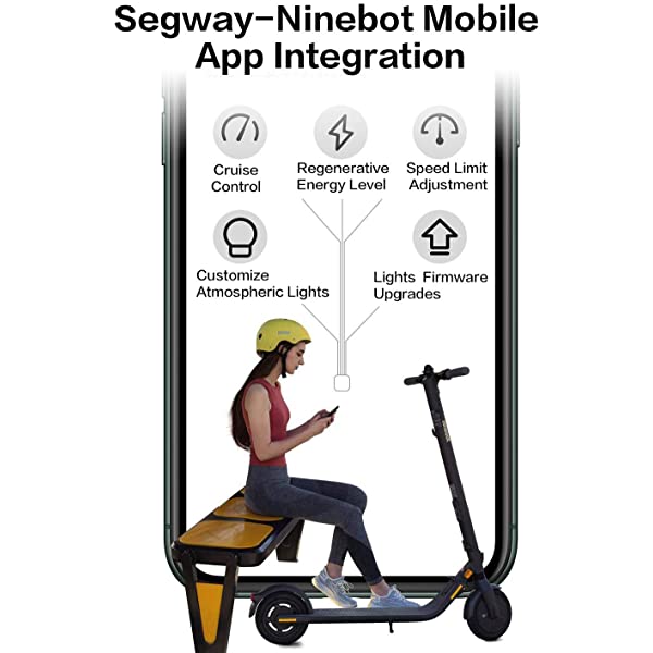 Segway Ninebot E22 E45 Electric Kick Scooter, Upgraded Motor Power, 9-inch Dual Density Tires, Lightweight and Foldable
