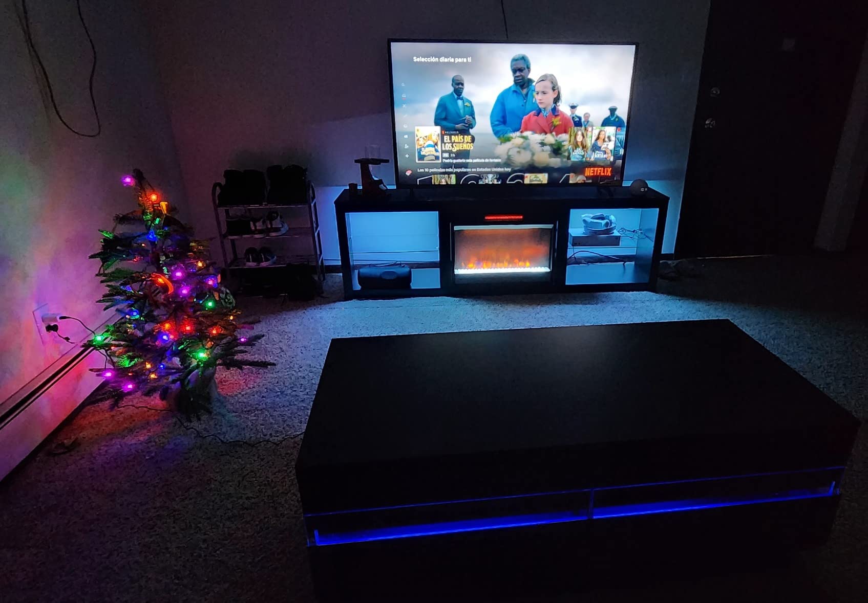 【Furniture】Fireplace TV Stand for 75 inch TV with 23 inch Electric Fireplace, 70 inch Entertainment Center