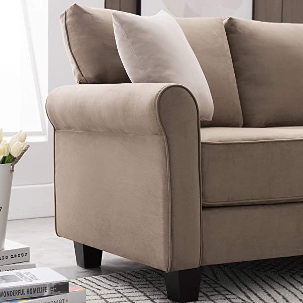 Nolany Reversible Sectional Sofa Couch for Small Apartment L Shape Sofa Couch 3-seat Sectional Couch (Dusty Grey)