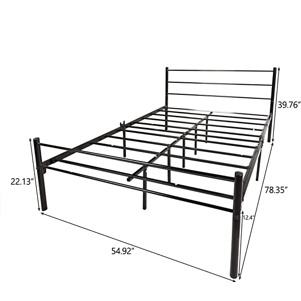 DUMEE Full Bed Frame with Headboard and Footboard Metal Platform Bed Frames Mattress Foundation Bases Bed Slats Support No Box Spring Needed, Full Size Black Black Full
