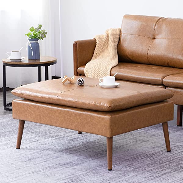 Vonanda Faux Leather Sofa Couch, Modern Tufted 3-Seater Sofa with Clean Lines and Upholstered Artificial Leather for Compact Living Space, Chestnut Brown 3-seater sofa Chestnut Brown